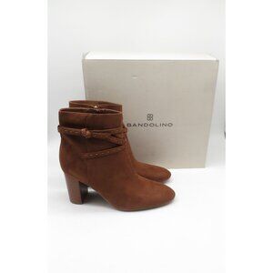 Bandolino Womens Dark Natural Suede Ankle Boots Block Heel 9.5M NEW $129